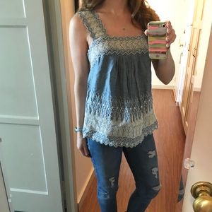 GAP embroidered, chambray tank top